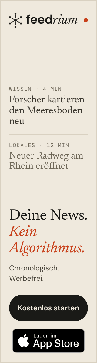 Feedrium — Deine News. Kein Algorithmus. Chronologisch und werbefrei. Kostenlos starten im App Store